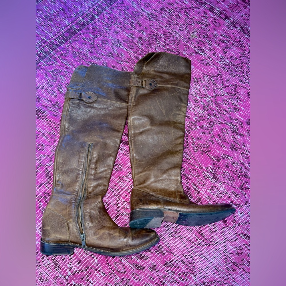 Frye OTK Brown Leather Riding Boots - Size 8.5